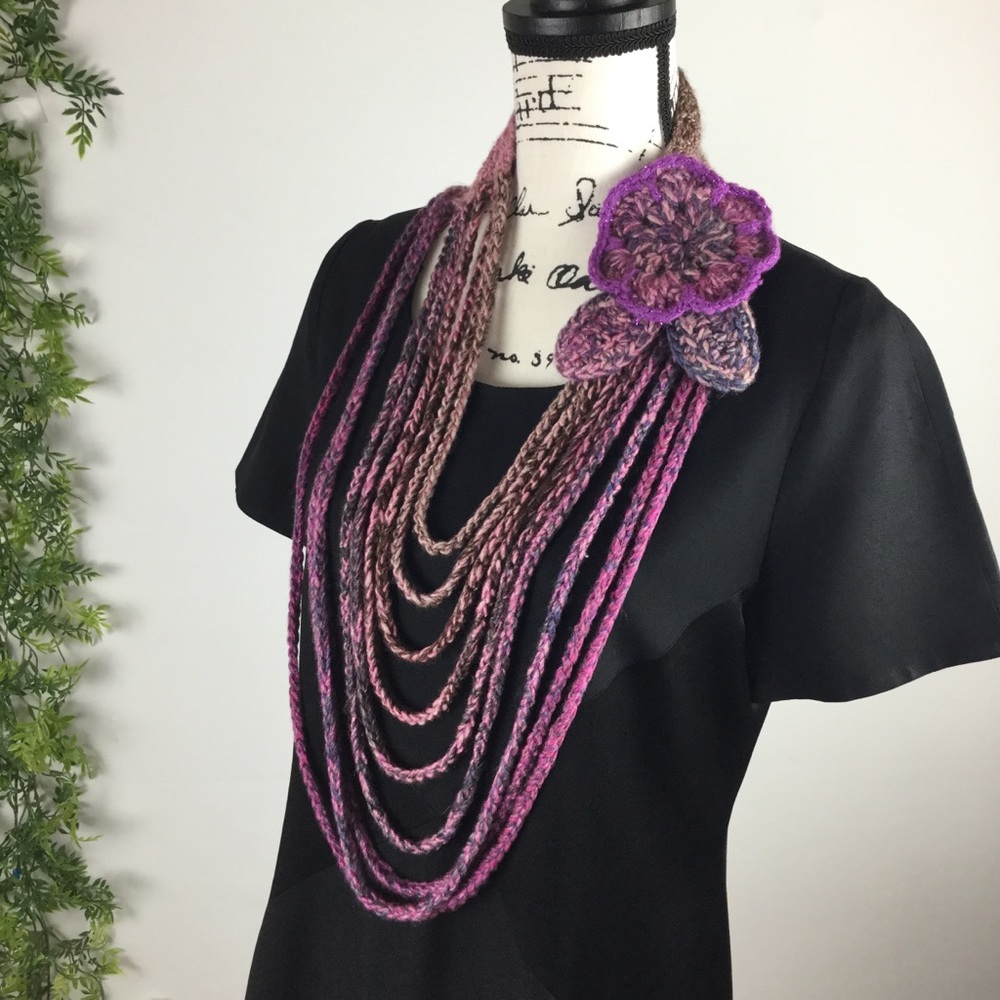 Handmade crochet scarf, mohair cowl, wrap